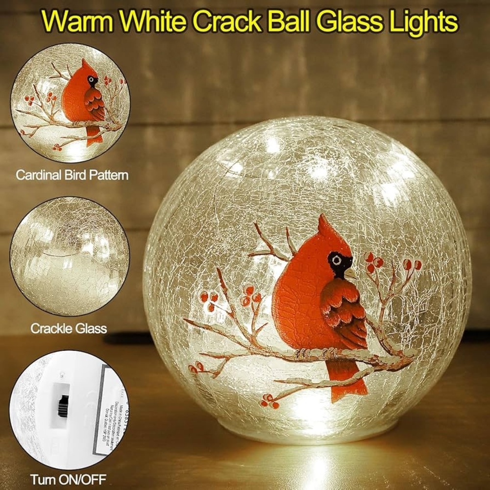 Cardinal Crackle Glass LED Light Set - Picture 5 of 9